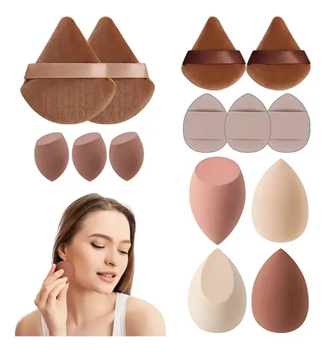 Kit 14pz Esponja Maquillaje En Polvo Beauty Blender Marrón Multi-colored