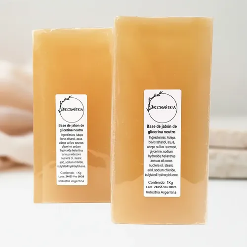 Barra 1 Kg De Jabón Glicerina Neutro Premium Ecosmetica