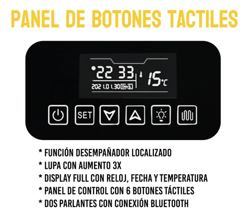Espejo Rectangular Parlantes 50×70 Led Smart Lupa Desempañan