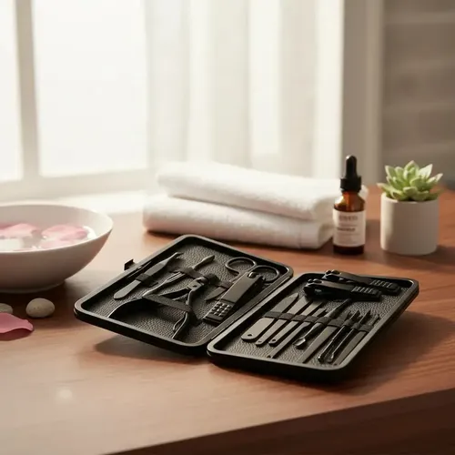 Kit de Manicura y Pedicura WAFFY de 16 Piezas con Estuche, Cortaúñas y Tijeras
