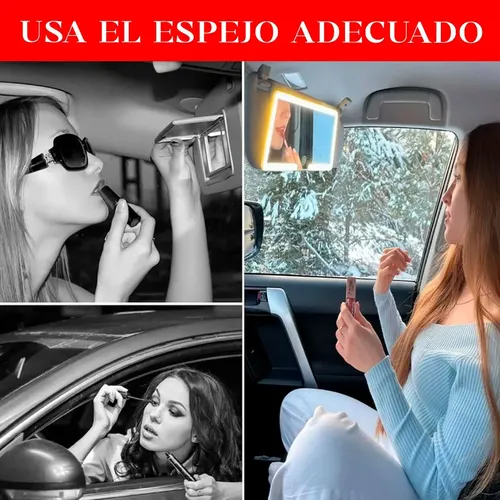 Espejo De Maquillaje De Visera De Coche Con 3 Modos Luz Led