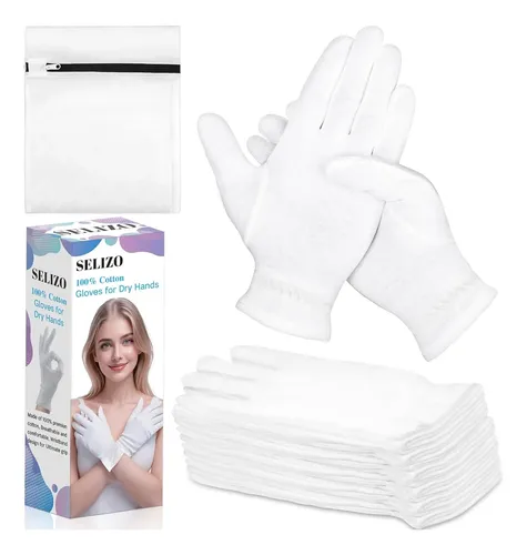 Guantes Algodón Blancos Hidratantes Para Manos Secas 6 Pare