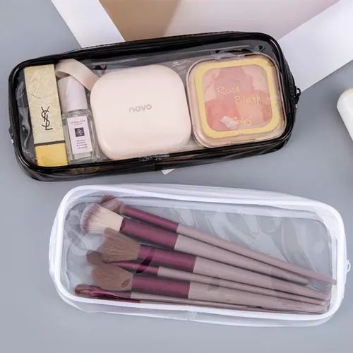 2pcs Neceser Transparente Cremallera Maquillaje Viaje