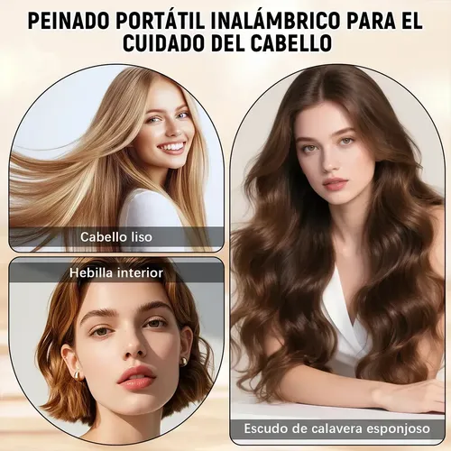 Plancha Alaciadora Portátil Inalámbrica 2 En 1 Tipo Cepillo