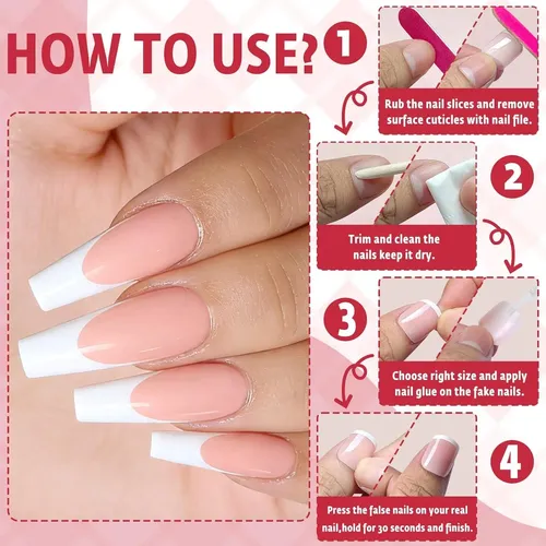 Juego De Uñas Press On French Tip Bellelfin 240 Piezas