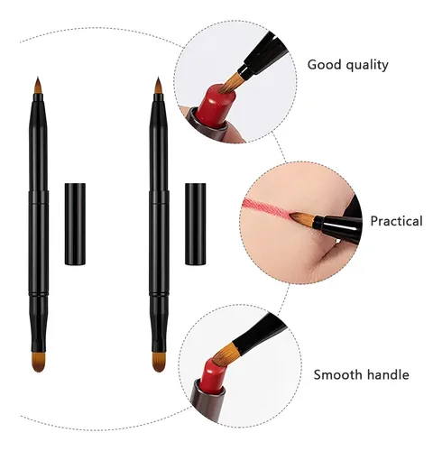 Set De 2 Brochas Labiales Y Delineador Retractil Doble Punta