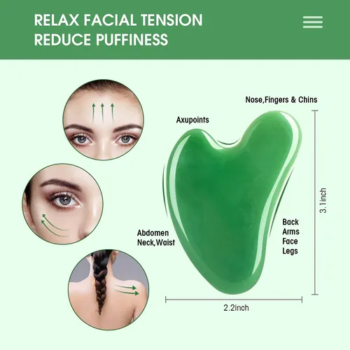 Set Airlaxer De Masaje De Cuarzo Verde De 4 Piezas Gua Sha