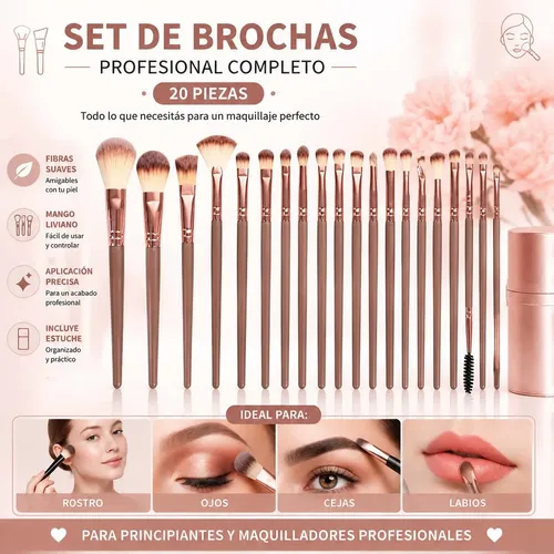 Set Brochas Maquillaje Profesional Pelo Suave Para Base Rubo