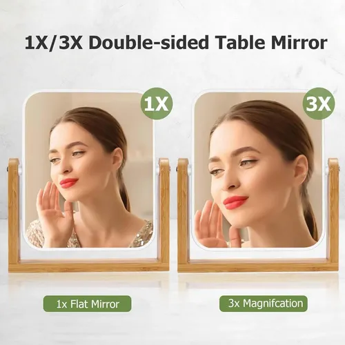 Espejo Maquillaje Vanity Bamboo 8 Pulgadas Doble Cara 360 °