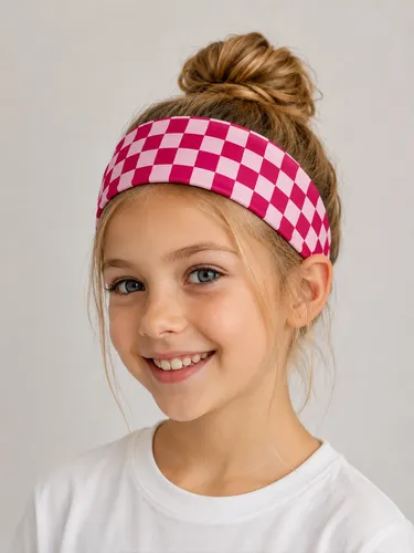 Diadema Elástica A Cuadros Para Niñas, Accesorio Para El Cab 4pcchildren