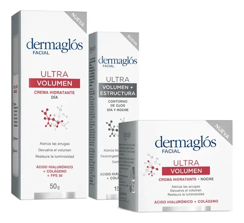 Kit Facial Dermaglós Ultra Volumen Crema Dia Noche Ojos
