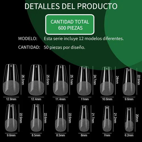 Tips Soft Gel Full Cover Extra Largos 600 Unidades