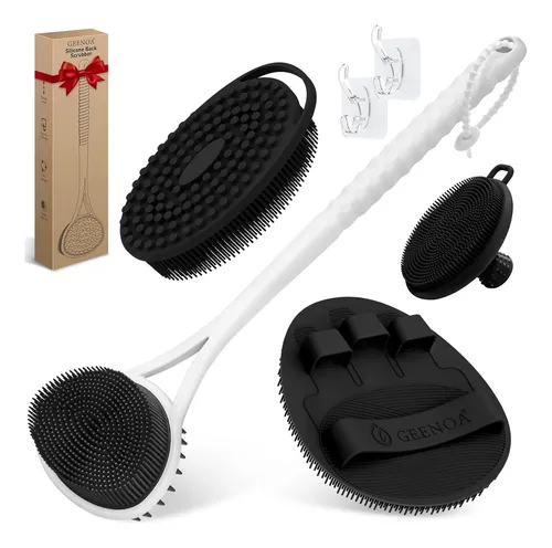Set 4 Exfoliantes Silicona Negro Para Cuerpo Y Rostro