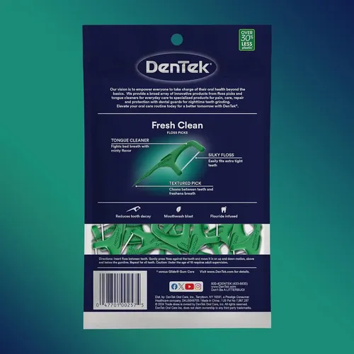 Hilo Dental con Mango Dentek Fresh Clean Menta 75 Uds Flosser Para Dientes Sensibles