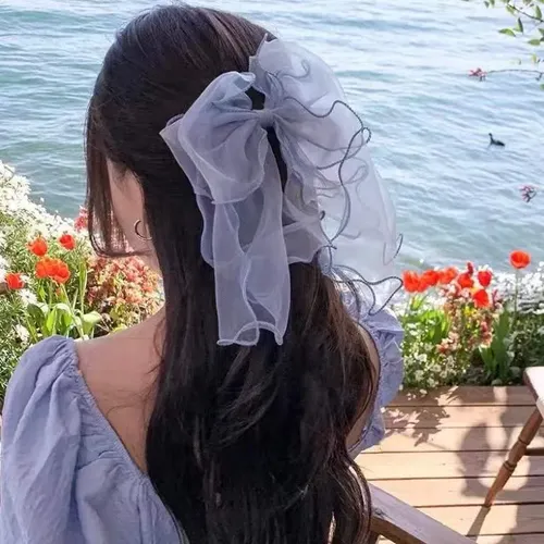 Pinza Para El Pelo Kingnis White Bow Ribbon Spring
