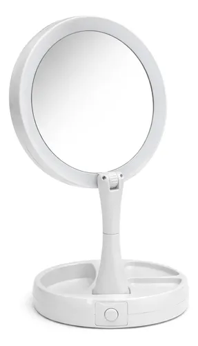 Espejo Redondo Con Luz Led Aumento 10x Plegable Portátil Daikon