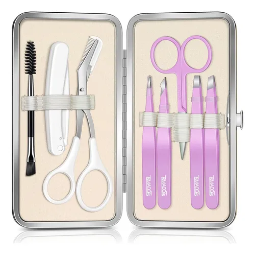 Set Profesional 8 En 1 Pinzas Y Tijeras Para Cejas