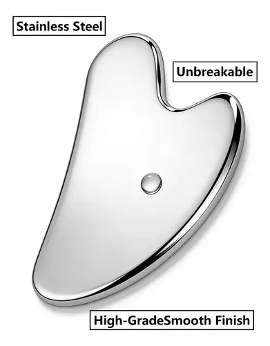 Masajeador Facial Gua Sha Acero Inoxidable Corazón