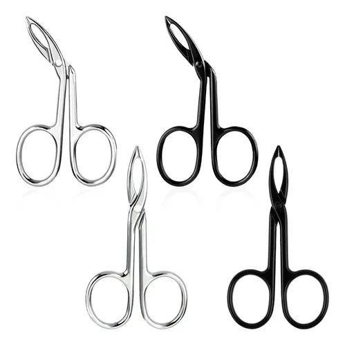 Set 4 Pinzas Y Tijeras Acero Para Cejas Y Facial