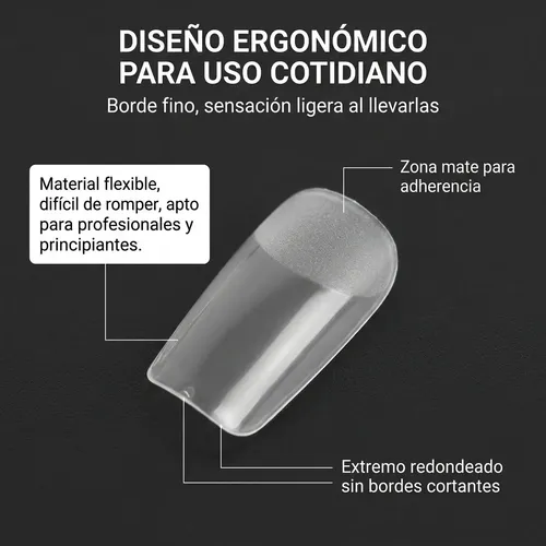 Tips Uñas Postizas Cuadrado Mate 120 Tips X2 Cajas