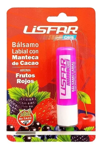 Balsamo Labial Manteca Cacao Sabor Frutos Rojos 1u Lisfar