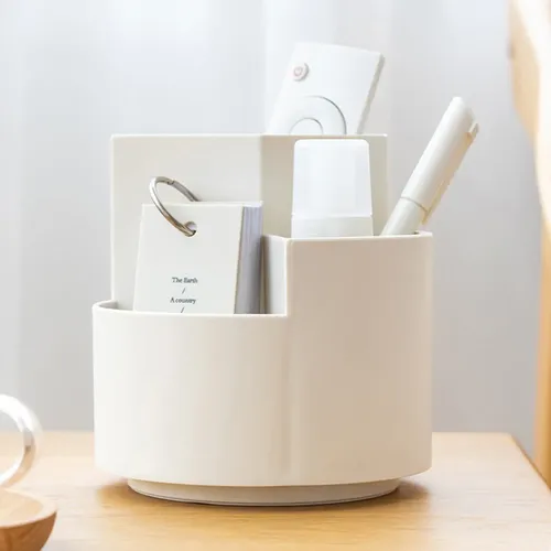 Organizador De Maquillaje Giratorio 360° Y Porta-cepillos