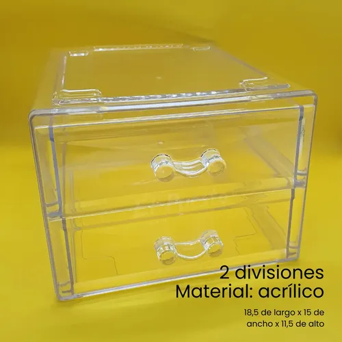 Organizador Acrílico 2 Cajones Transparente Maquillaje Joya