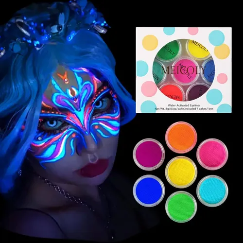 Delineador Neon Uv Meicoly 7 Colores, Base Agua, Vegano