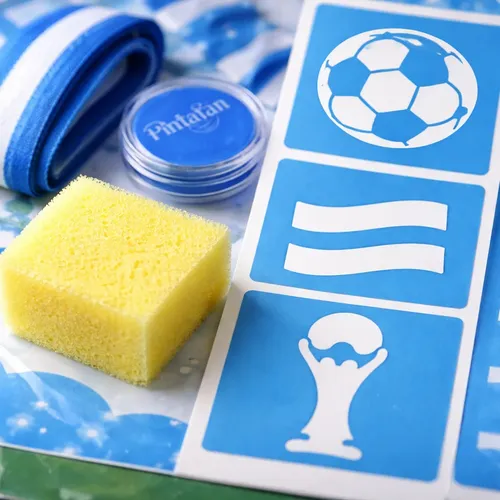 Kit Maquillaje Argentina Fútbol Mundial Pintafan Esponja