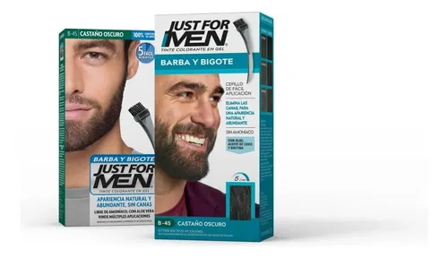 Pack Tintura Gel Just For Men Barba y Bigote Castaño Oscuro 3 Unidades