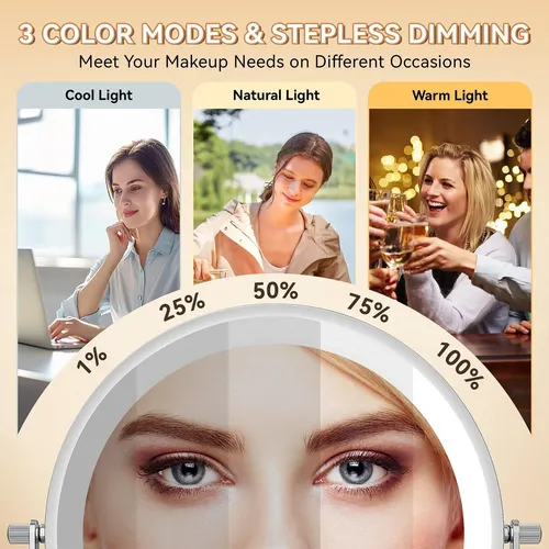 Espejo De Maquillaje Doble Auxmir, Con Luz Led, 1x Y 20x