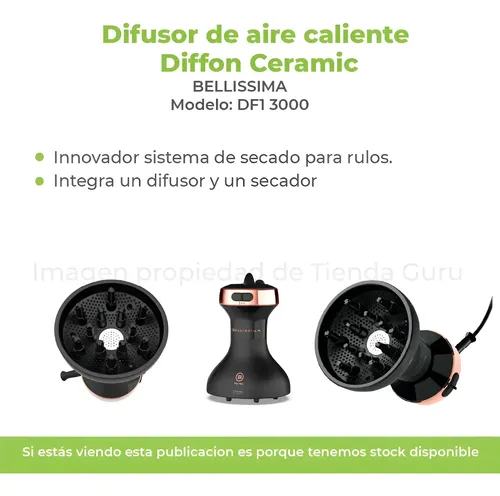Secador De Pelo Bellissima Para Rulos Ceramic 700w Df1 3000