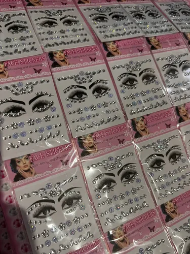 20 Strass Autoadhesivas Gemas Rostro Cuerpo Deco Plateado