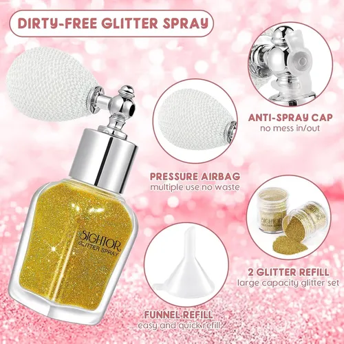 Sightor Spray Brillo Corporal Dorado Para Uñas Y Pelo