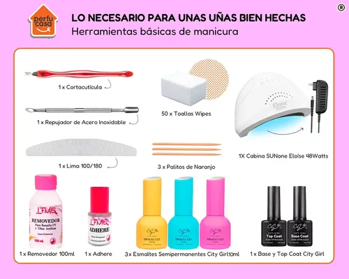 Kit Inicial X16u Cabina Led Uv 48w Gel Uñas Semipermanentes