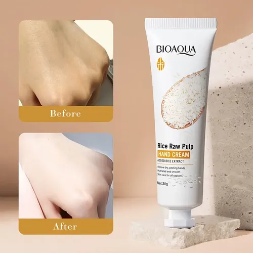 Crema para Manos Bioaqua de Arroz Blanqueadora e Hidratante, 30 g