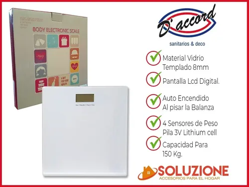 Balanza Electronica Digital Vidrio Templado 150kg D’accord