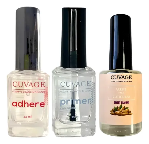 Adhere + Primer + Aceite Cuticulas Uñas Gel Acrilico Y Semi