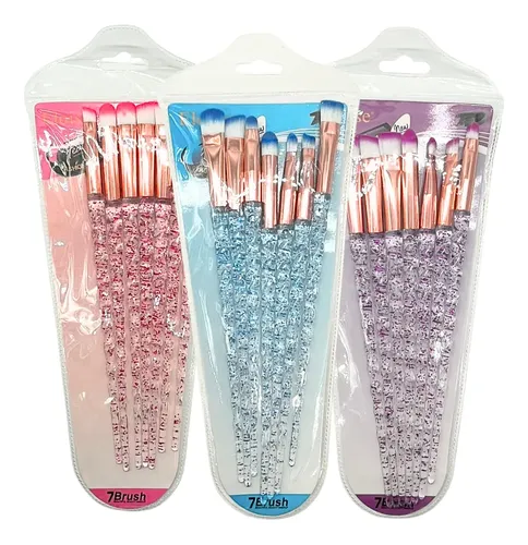 Set De 7 Brochas Diamante Con Glitter Para Maquillaje Sombra Color