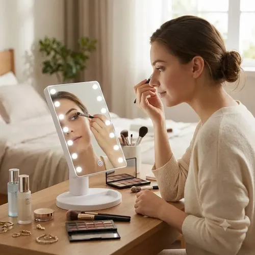 Espejo De Maquillaje Con Luz Led De Mesa Portatil Tactil