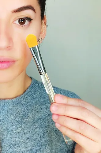 Pincel Para Maquillaje Fluido Mascarillas Pelo Taklon P315 Color Cristal