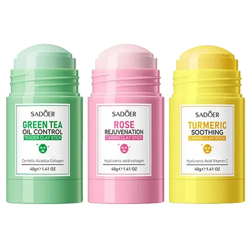 Juego De Mascarillas De Arcilla De Cúrcuma Y Té Verde, 3 Uni
