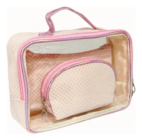 Porta Cosméticos Organizador Pack X3 Estuche Multiuso Mujer Negro