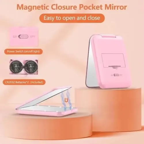 Espejo De Maquillaje Portátil Plegable Con Luz Led 8 Leds