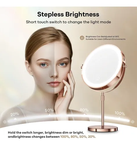 Espejo De Maquillaje Dienmern 1x/20x Luces Led 5000 Mah