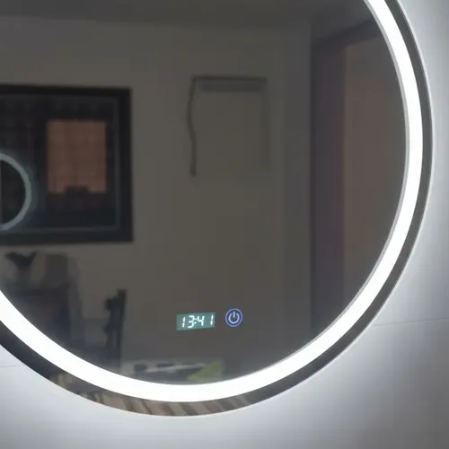 Espejo Led Redondo 60cm Botón Touch Reloj Hora Temperatura