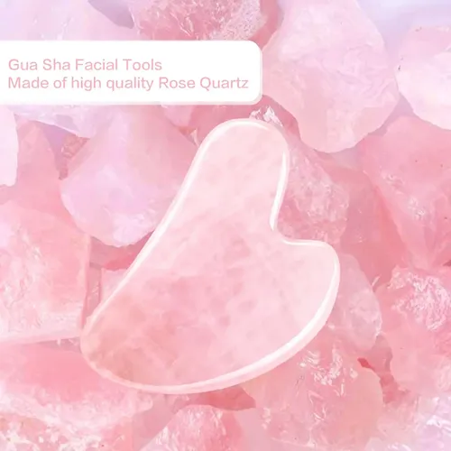 Herramientas Faciales Gua Sha Fuiyoocen, Cuarzo Rosa Natural