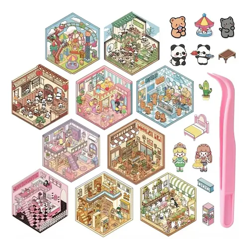 10hojas Pegatinas 3d Diy Pinzas Miniaturas Decorar Regalos