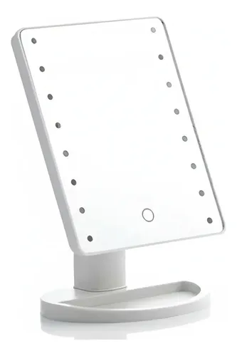 Espejo De Maquillaje Rectangular Con Luz Led Marco Blanco