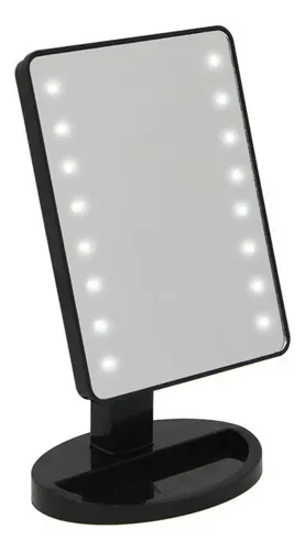 Espejo Maquillaje LED VGO 360° Portátil Rectangular Luz Fría Negro